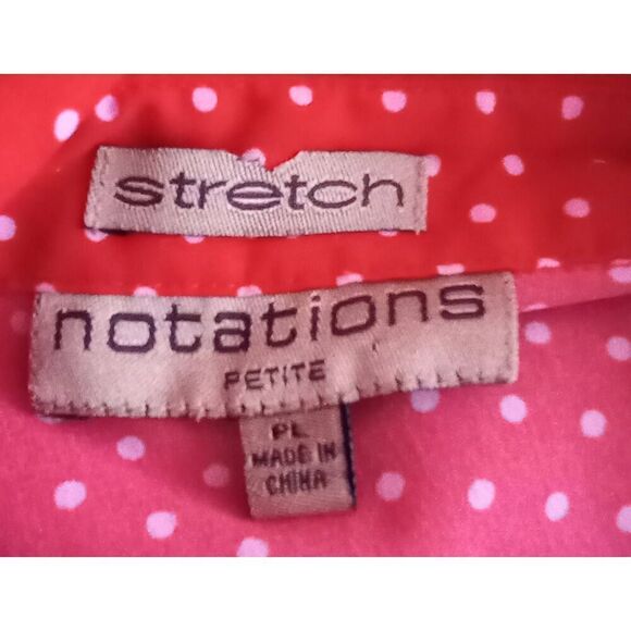 short sleeve blouse , red with white polka dots size petite large - Picture 5 of 6